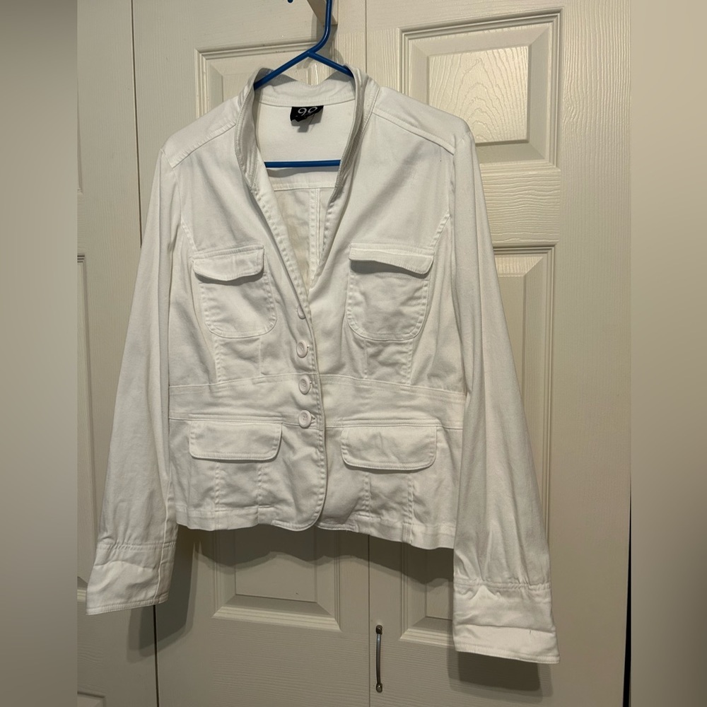 Ninety White Button-Up Coat